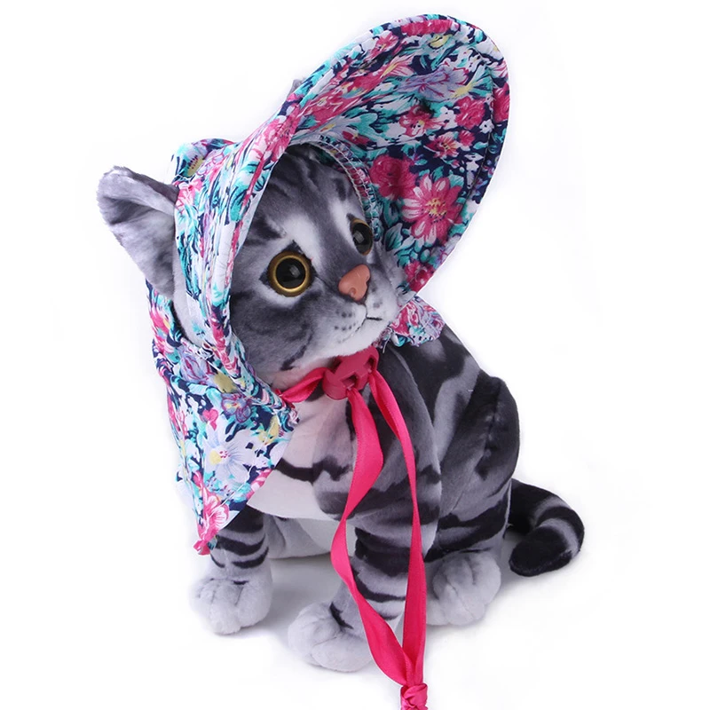 

Женская Цветочная шляпа, летняя кепка с козырьком для кошек и собак, регулируемая милая шнуровка, солнцезащитная Кепка для домашних животны...