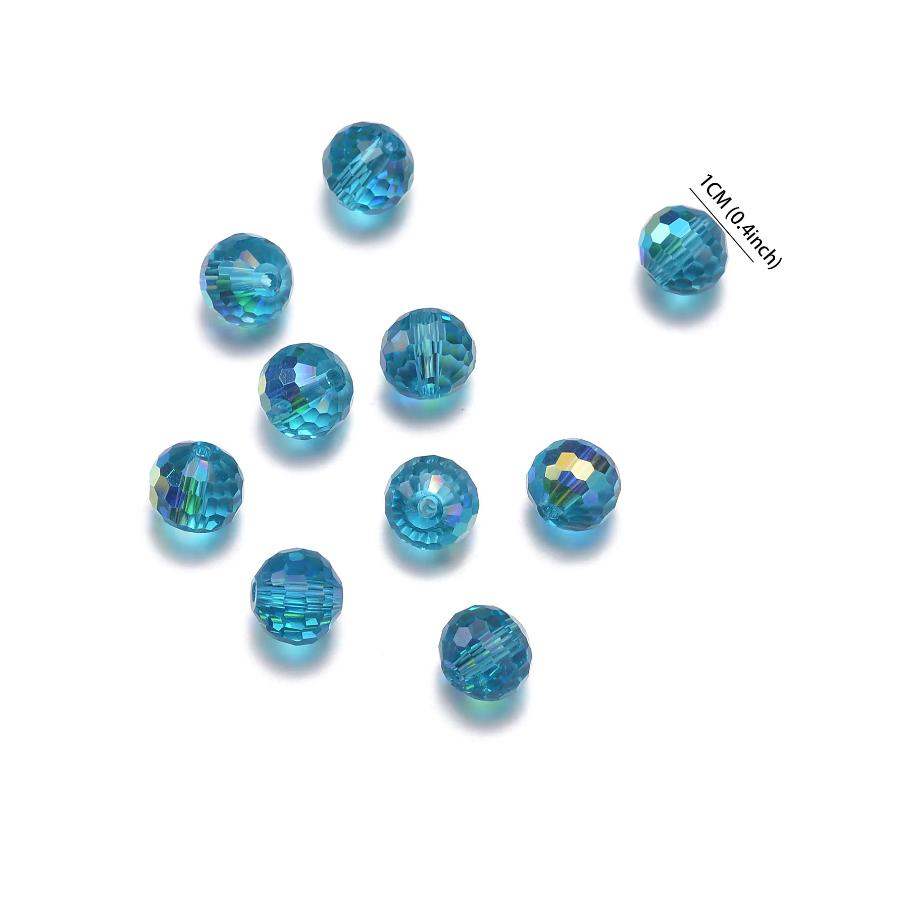 20pcs Crystal Glass Blue Round Beads Cut Faceted Beads DIY Handmade Bracelets Necklace Jewelry Accessories Wholesale