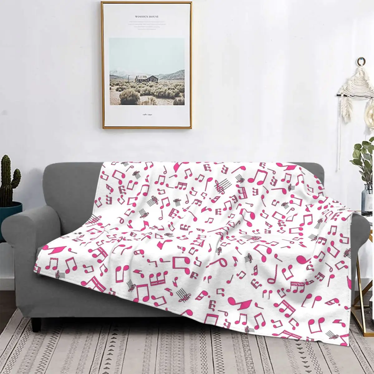 

Musical Note Pattern Blankets Flannel Autumn/Winter Sheet Music Melody Breathable Soft Throw Blankets for Bedding Car Quilt