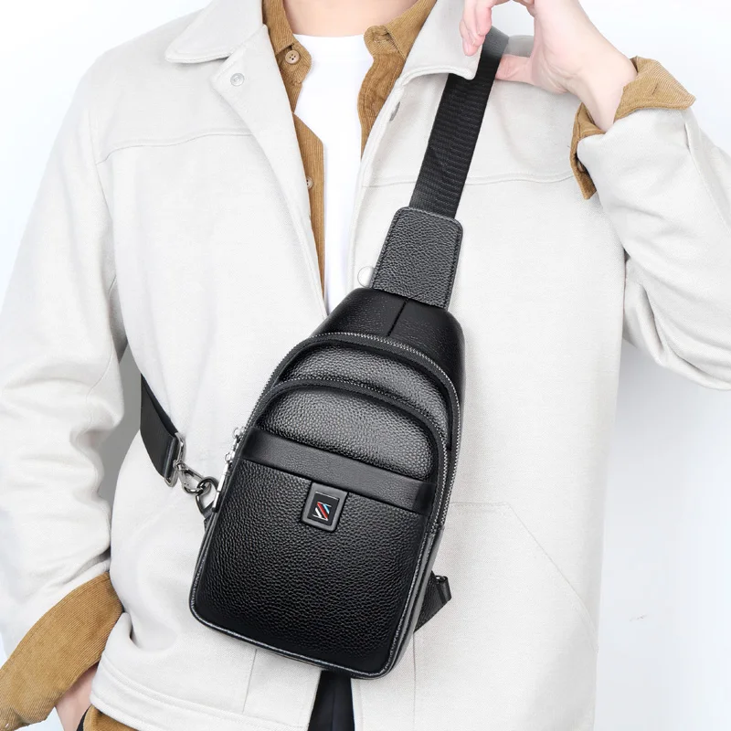Нагрудная сумка из натуральной кожи для мужчин, повседневные Модные мессенджеры, вместительные деловые мужские слинг-сумки от AliExpress WW