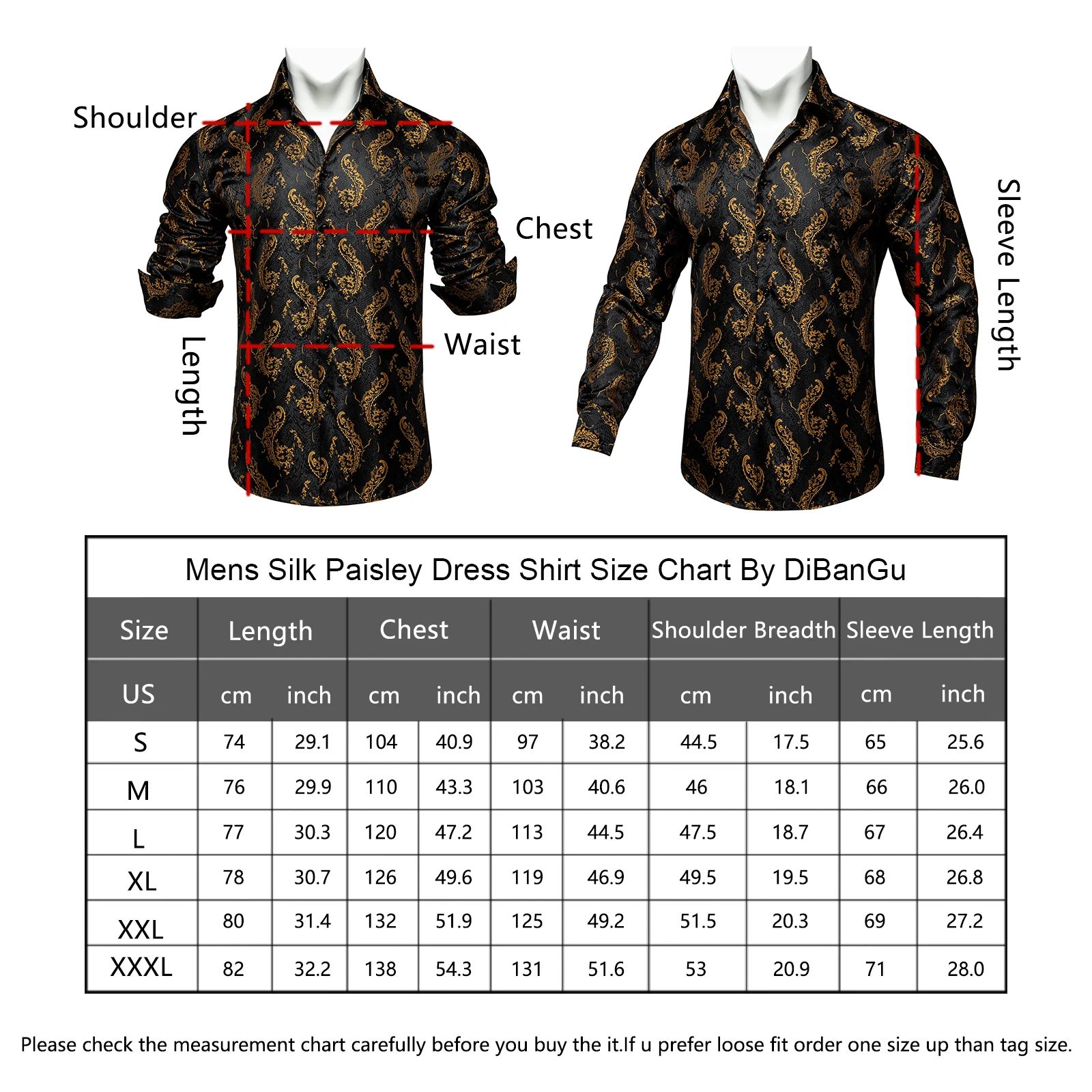 Men's Long Sleeve Silk Paisley Casual Shirt Regular-fit Button-down Collar Formal Dress Shirt Slim Fit Fashion Shirt DiBanGu