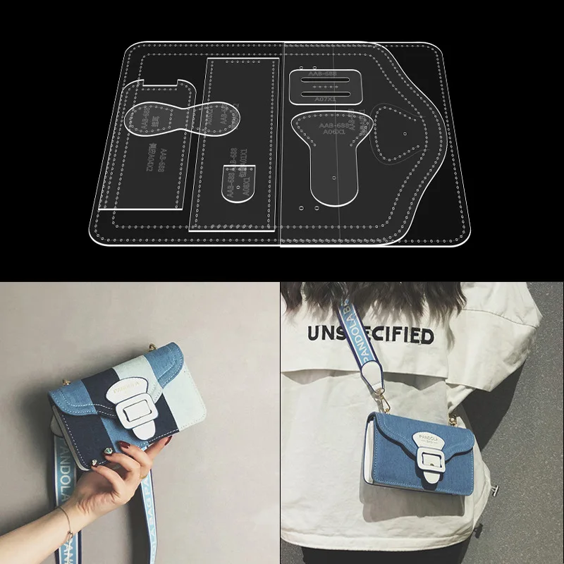

1Set Acrylic Stencil Template For DIY Leather Handmade Craft Small Shoulder Crossbody Bag For Sewing Mold pattern