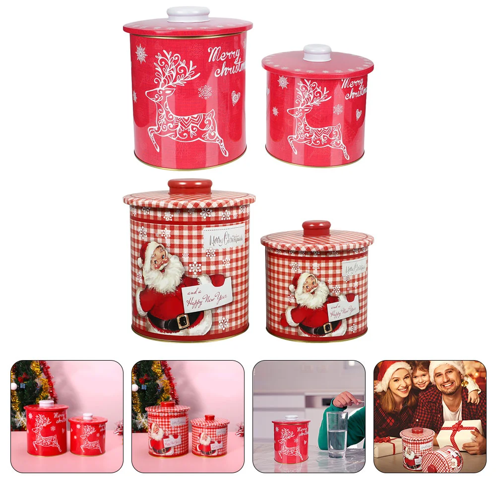 

Christmas Tins Jar Candy Cookie Box Gift Storage Canister Tinjars Tea Containerholiday Metalcontainers Round Treat Giving Sealed