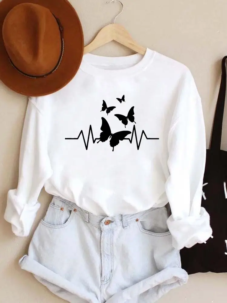 

Clothing Fall Autumn Butterfly 90s Trend Spring Print Ladies Women Pullovers Female Hoodies Casual Woman Graphic Sweatshirts