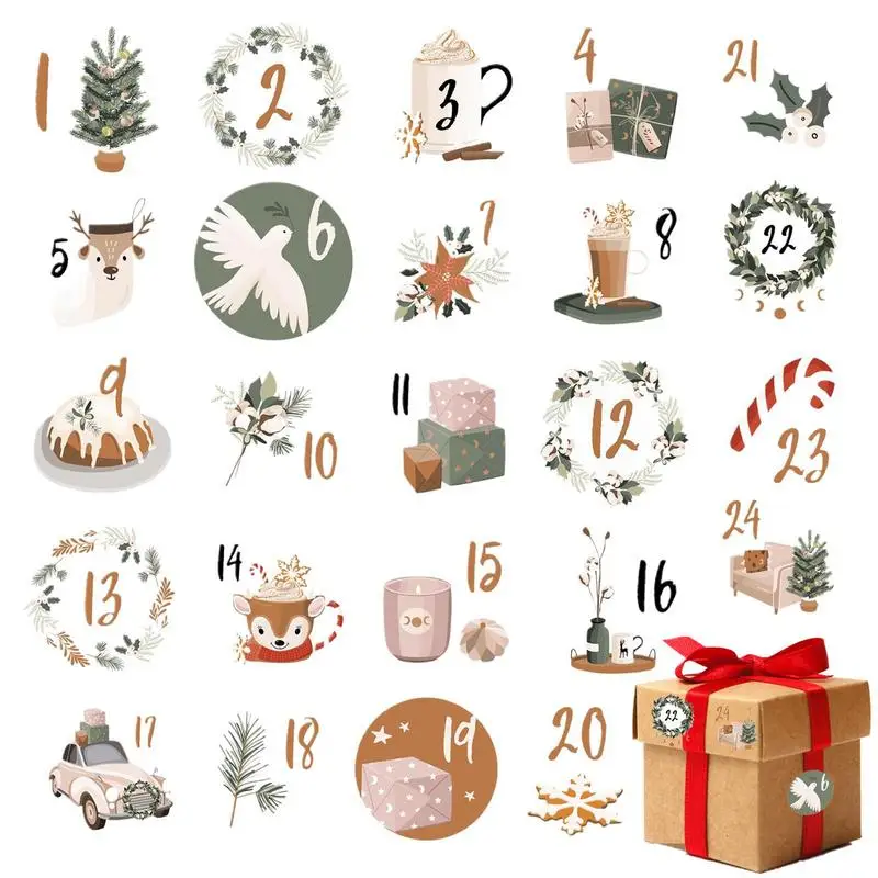 

Christmas Advent Number Stickers Christmas Advent Calendar Stickers 1-24 Christmas Sticker Advent Calendar For Envelopes Candy