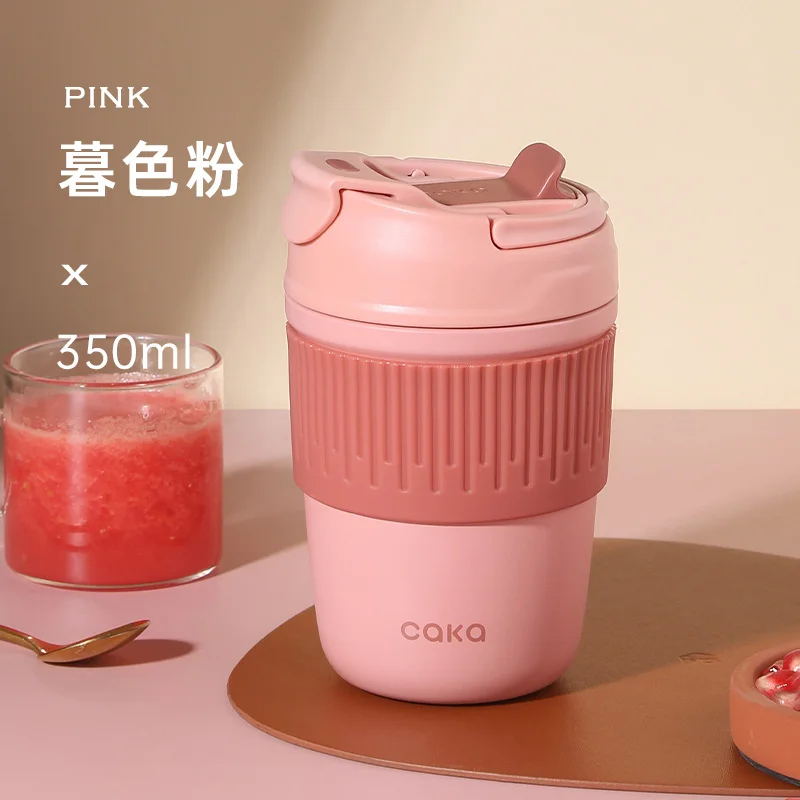 Фото Термос Caka с крышками и соломинкой, бутылка для воды из нержавеющей стали, школьный термос для кофе без бисфенола А, кавайная кружка, обогрева... №5