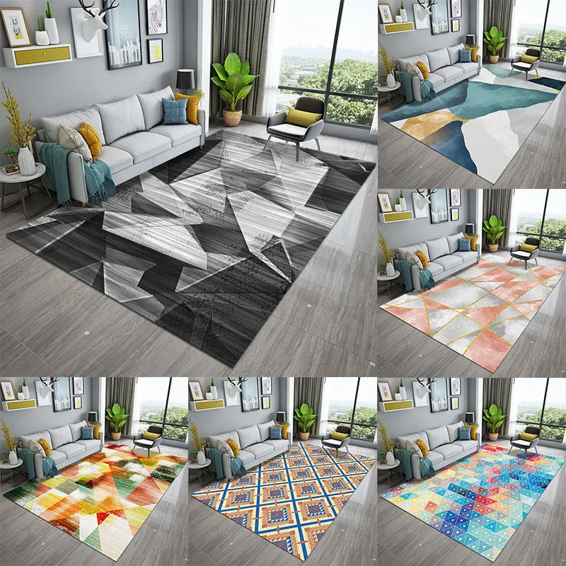 

Nordic Pop Geometric Soft Smooth Acrylic Rugs Living Room Bedroom Home Decorations Mats