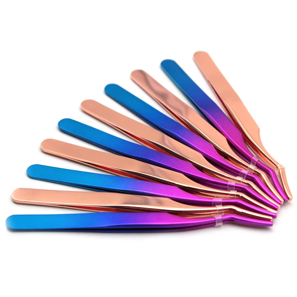 

Щипцы для наращивания ресниц из нержавеющей стали, инструменты для макияжа, 10/30/50/100 шт., разноцветные аппликаторы для ресниц оптом насыпью