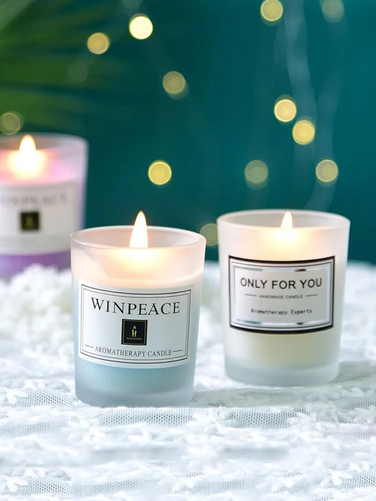 

Scented Candles Glass Candle Holder Natural Plant Essential Oil Soy Wax Home Decor Romantic Wedding Birthday Party Decoration