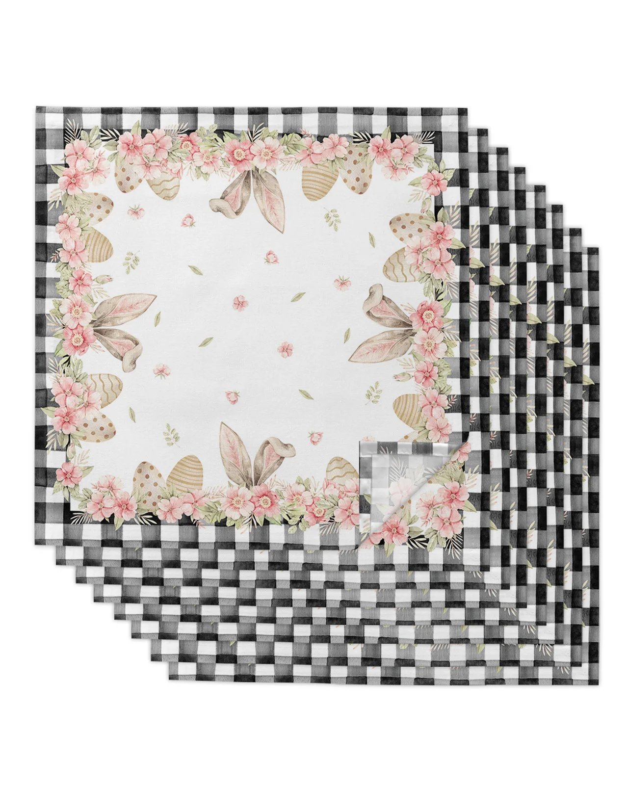 

Пасхальные весенние столовые салфетки в виде кролика и яиц, столовые салфетки для ресторана, столовые приборы из искусственной ткани, украш...