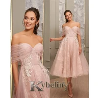 kybeliny pink sweetheart evening dresses tea length prom robe de soiree graduation celebrity vestidos fiesta women formal