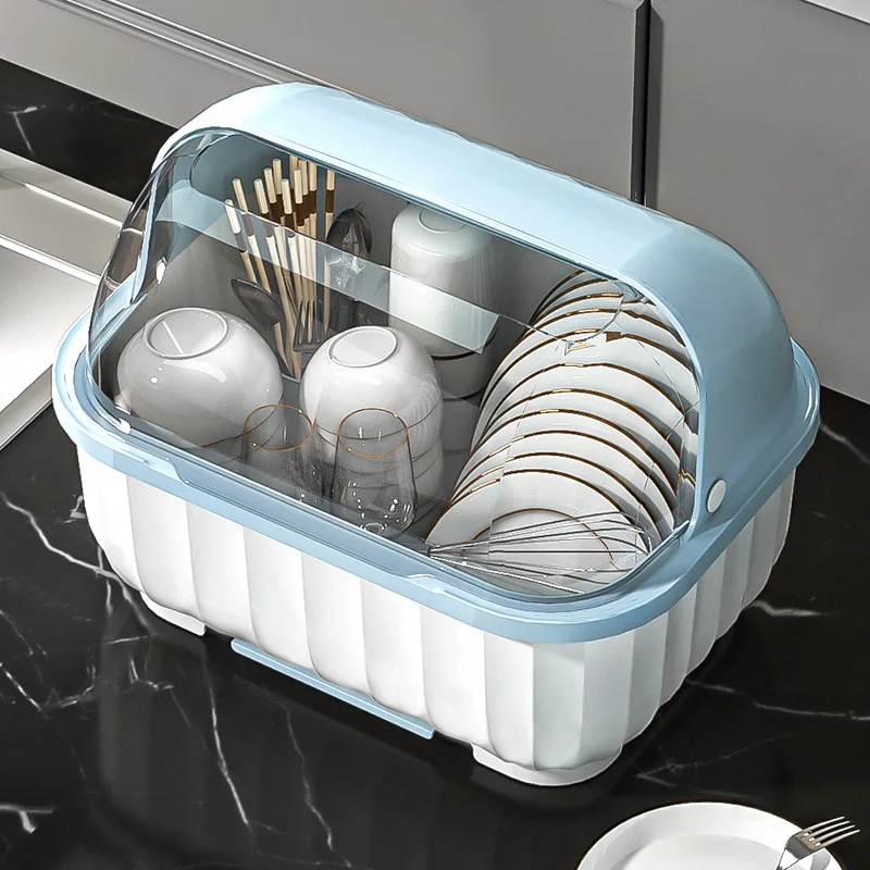 

Кухонная складная коробка для хранения столовых приборов с крышкой, сушилка для посуды, шкаф, герметичная полка для хранения пыли и мисок, о...