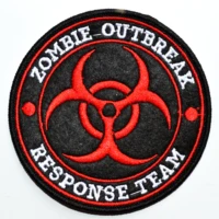 zombie hunter outbreak response team iron on patch red alert fabric biohazard tactical diy