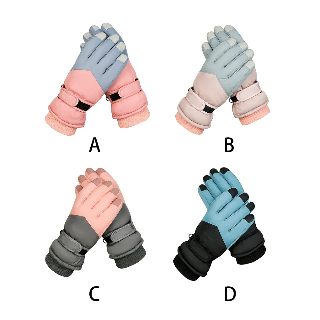 

1 Pair Snow Skiing Glove Waterproof Gloves Warming Touchscreen Mittens Bicycles Warm-keeping Sports Accessory Pink Blue