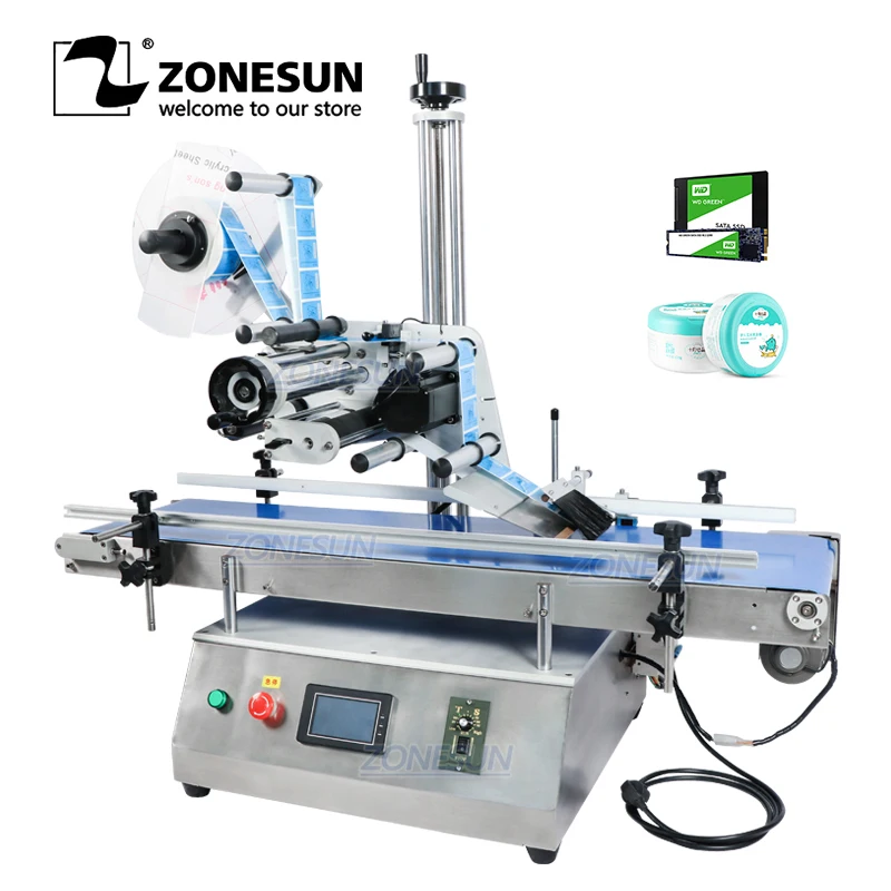 

ZONESUN ZS-TB150PB Flat Surface Labeling Machine Automatic Paper Book Bag Plane Label Sticking Machine for cosmetic