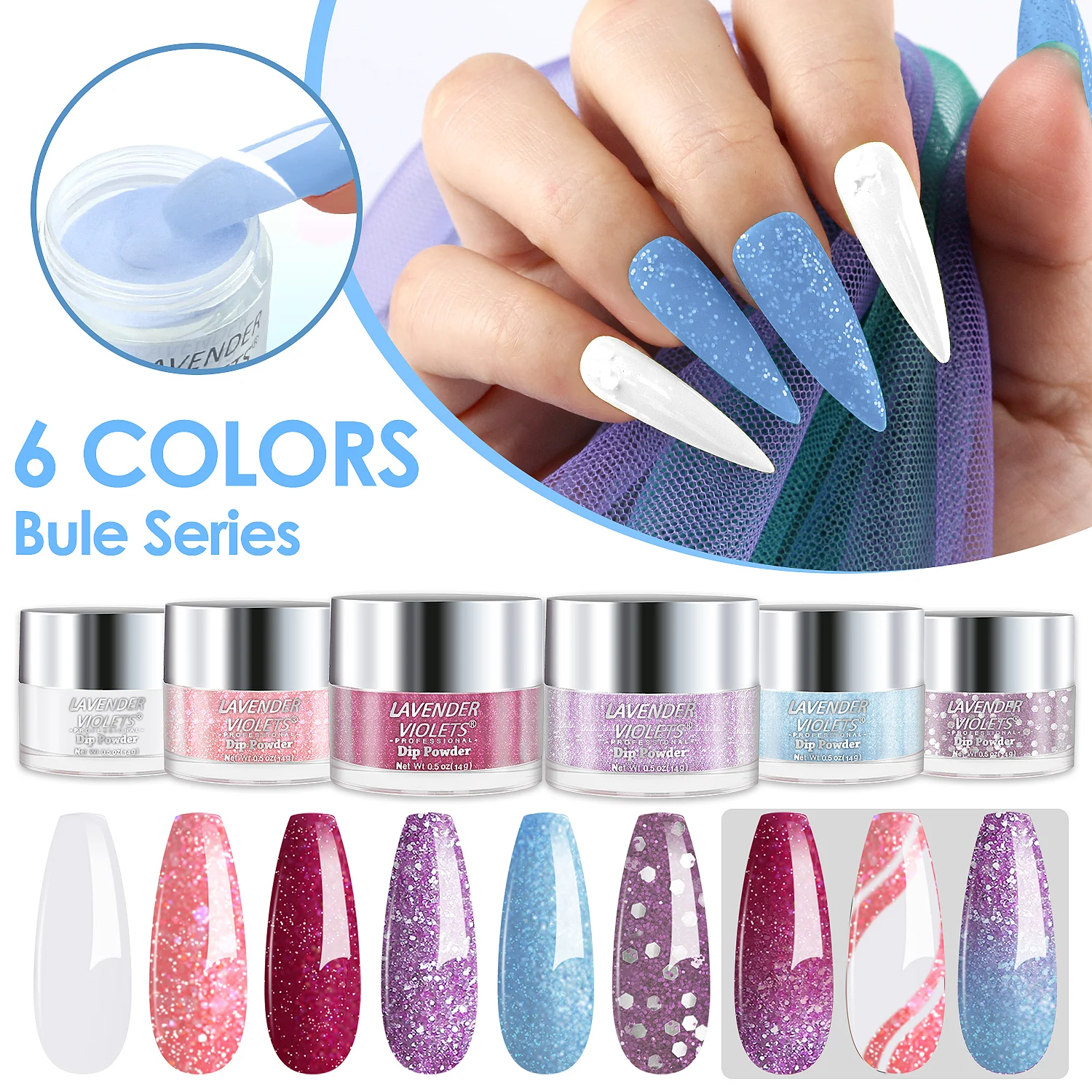 6x0 5 Унций Долговечная Пудра Для Дизайна Ногтей Набор Сухих Пудр Аэрографии