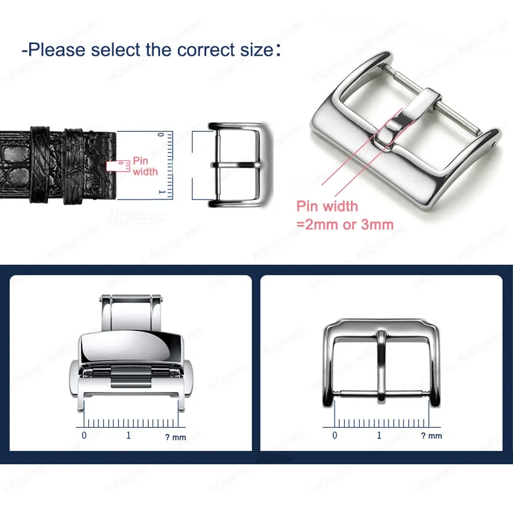 Пряжка для часов из полированной нержавеющей стали застежка с язычком 2 мм 3 16 18 20