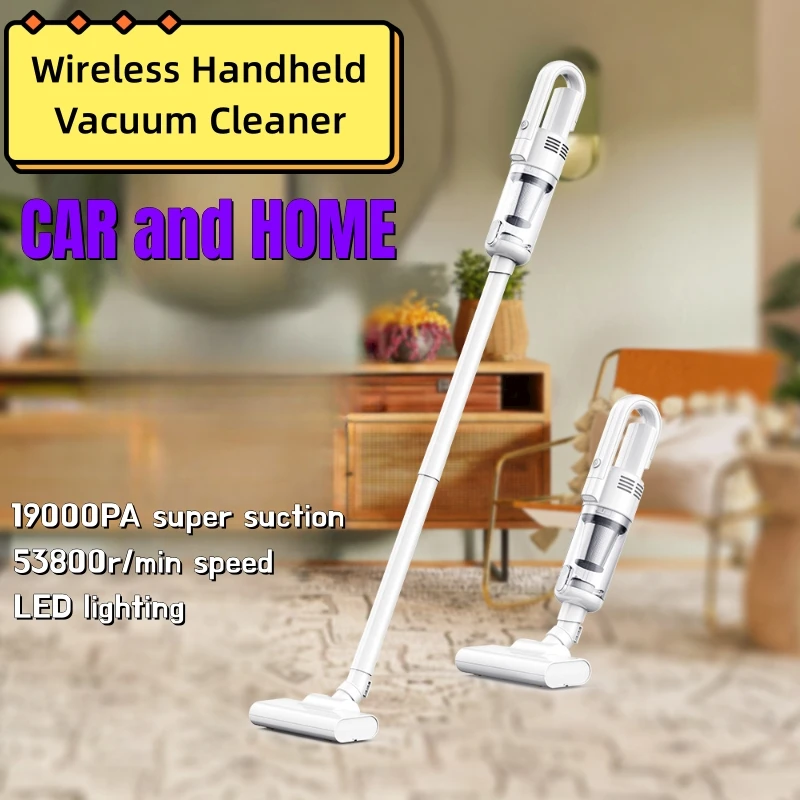 Powerful Portable Handheld Multifunctional Wireless Vacuum Cleaner with 19000Pa Cleaning Capacity and Metal Strainer for Home and Car Use Powerful Portable Handheld Multifunctional Wireless Vacuum Cleaner with 19000Pa Cleaning Capacity and Metal Strainer for Home and Car Use