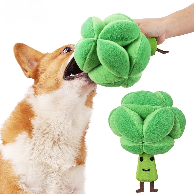 Test IQ broccoli Small Dog Toy Sound BB Plush Pet Hide food Green Interactive Toys Chew Squeak Training Toys For Cat