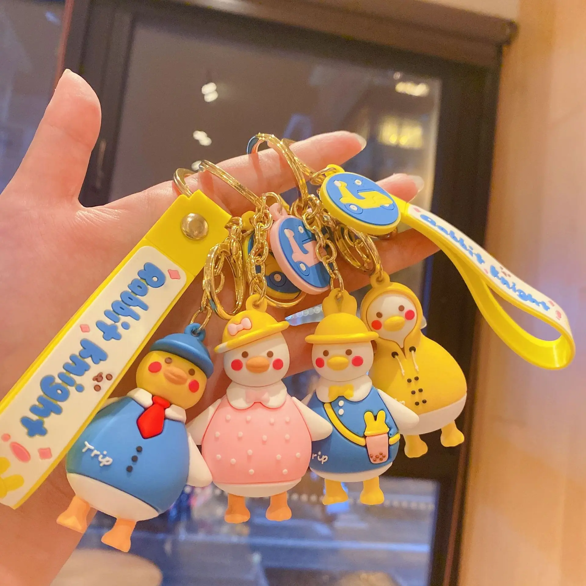 

Cartoon Takeaway Duck Keychain Female Fashion Car Keychain Cute Couple Bag Pendant Couple Creative Gift Wholesale