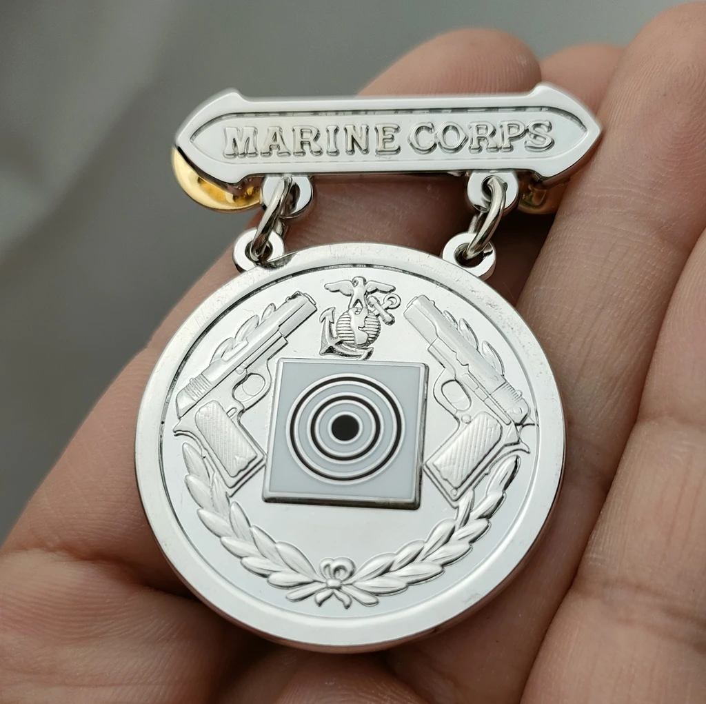 Значок для стрельбы из военно-морской пехоты tomwang201 серебряный USMC | Спорт и