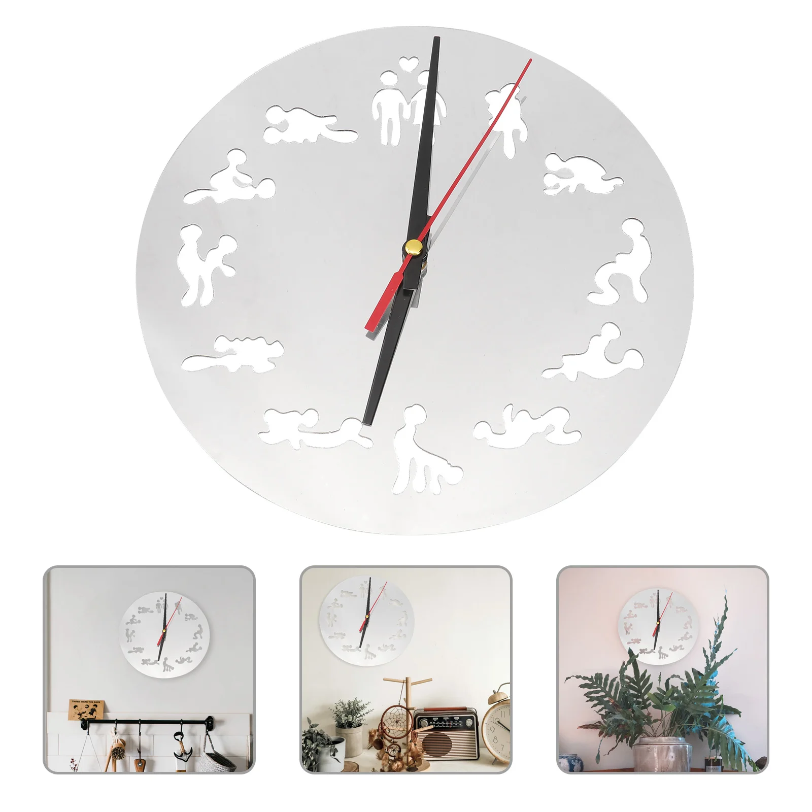 

Wall Clock Acrylic Clocks Craft Couple Clo Room Mural Hanging 3D Frameless Luminous Minimalist Mute Diy Silent Watch Side