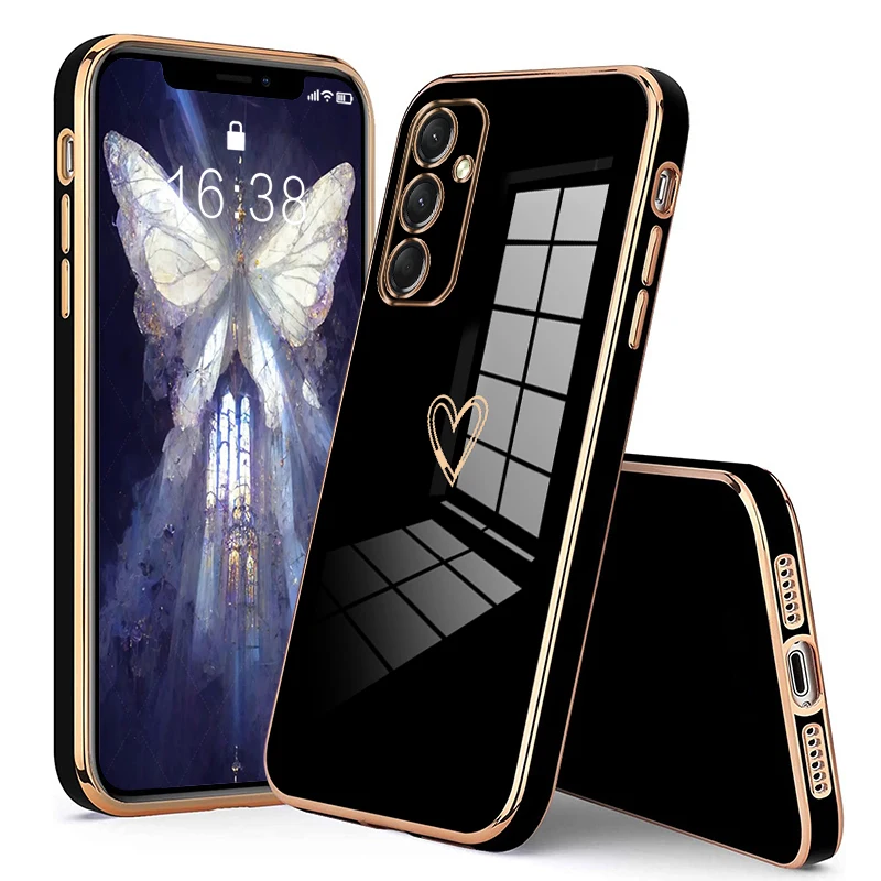 

Heart Pattern Plating Phone Case For Samsung Galaxy A24 4G Soft cover