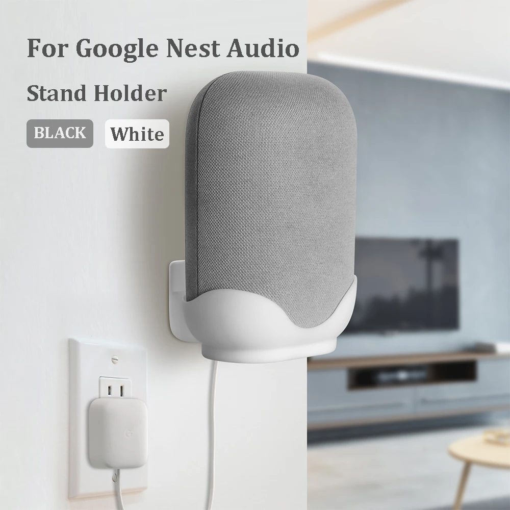 

Outlet Wall Mount Holder Cord Bracket for Google Nest Audio Stand Assistant Plug in Kitchen Bedroom Bathroom Black White
