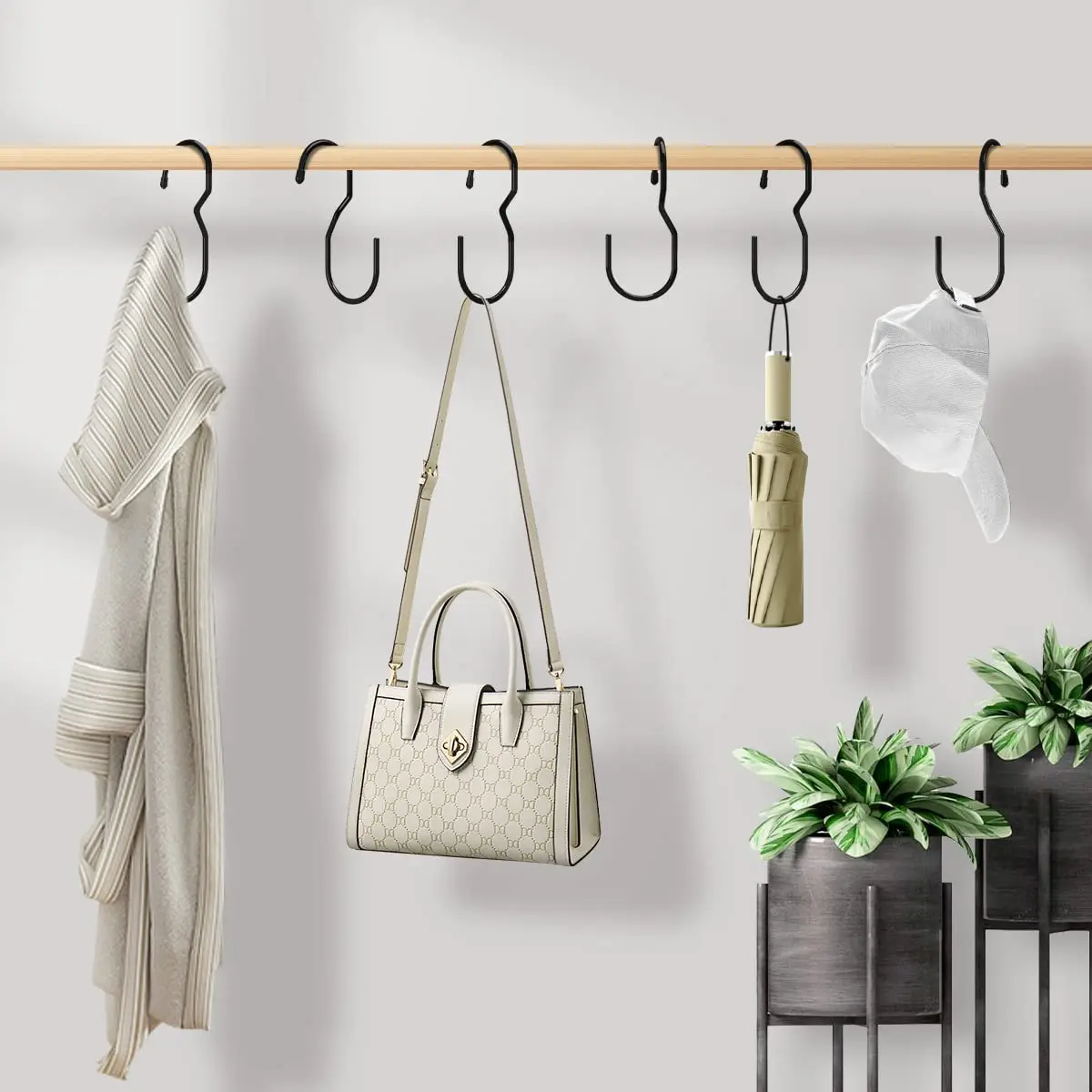 

4pcs S Hooks For Bag Closet Unique Twist Design Bag Hanger Hook Handbag Organizer Hooks For Large Closet Hanging Bag Accessories