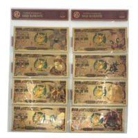 8 designs japanese cartoon cute pocket animals golden bills yen gold plastic cards 10000 yen pokeman tickets for fans gift
