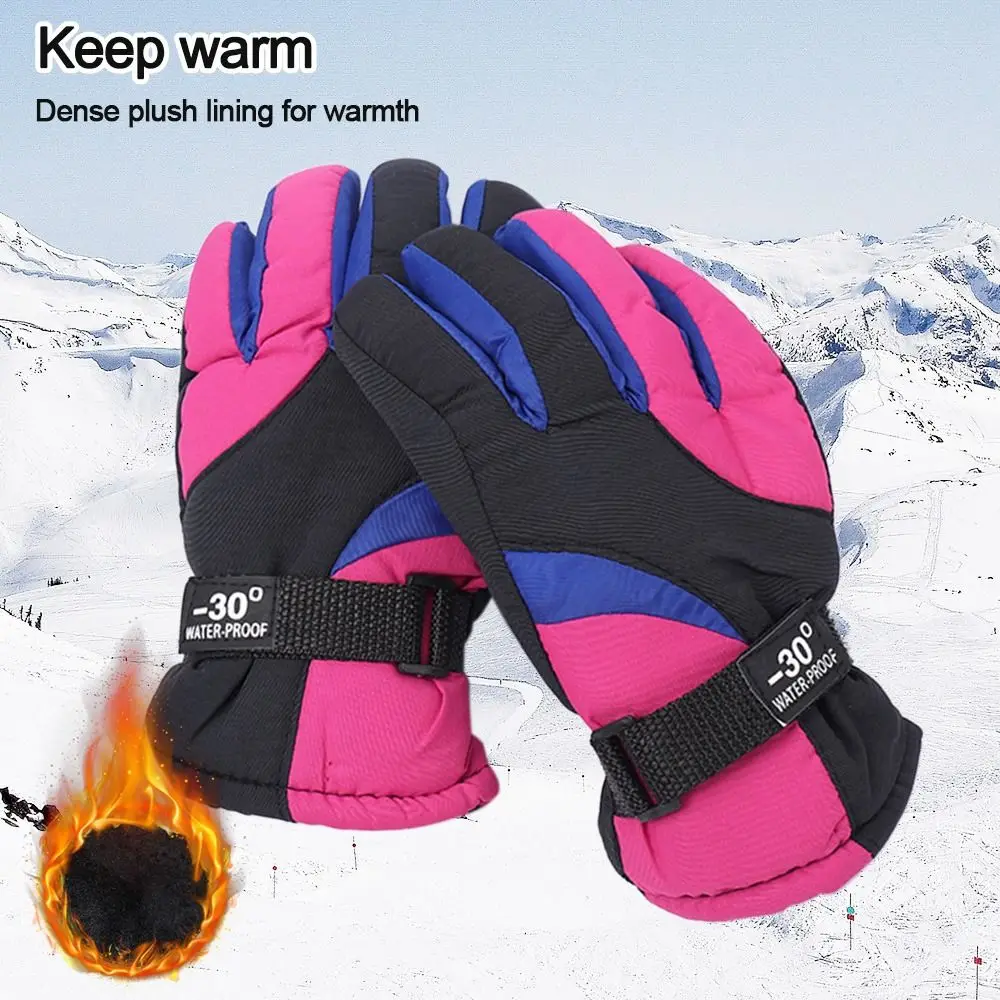 

Children Kids Thicken Warm Outdoor Cycling Children Ski Gloves Snow Snowboard Long-sleeved Mitten Windproof Waterproof Gloves