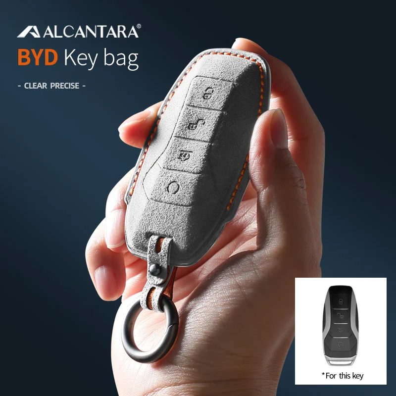 

Alcantara Brand New Fashion 3D Stereo Car Remote Key Bag Key Chain For BYD Han Song Tang Qin Ev Pro PLUS MAX 2022 Accessories