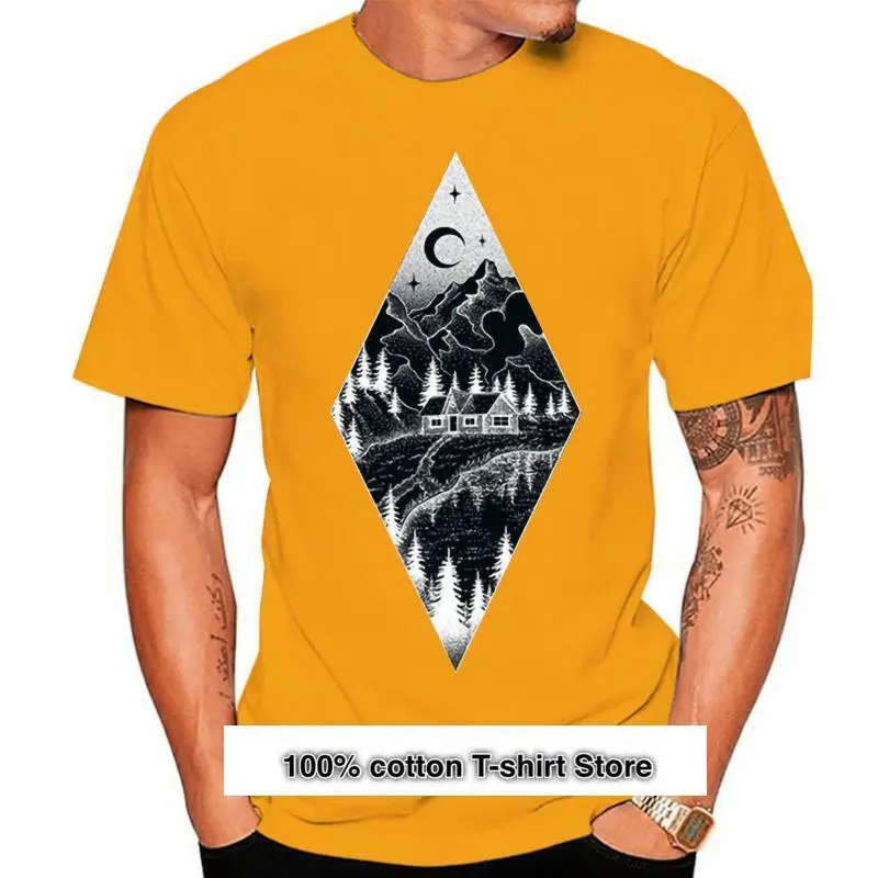 

Camiseta con paisaje de montañas y Luna para hombre, ropa de talla grande, imagen