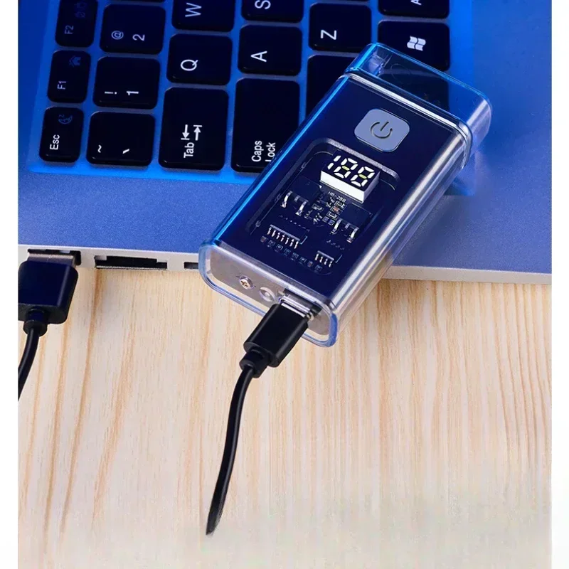 Фото Стильная USB перезаряжаемая электрическая зажигалка, крутая ветрозащитная двойная дуга, плазменные зажигалки для мужчин, гаджеты для кемпинга, пожарный стартер №5