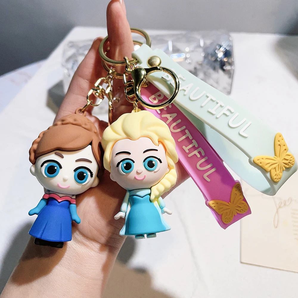 

Disney Frozen Anime Key Chain Queen Elsa Princess Anna Epoxy Doll Keyring Backpack Pendant Keychain for Car Keys Toys Gift