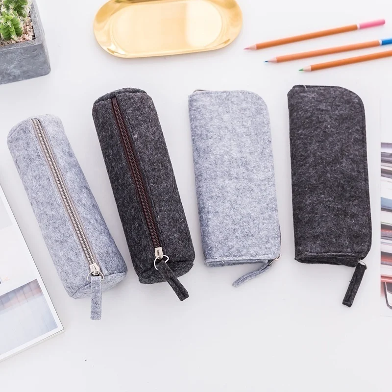 Felt Pencil Case Retro Pen Bag Cosmetic Makeup Box Coin Pouch Zipper Portable Purse School Stationery Office Supplies 04934 |