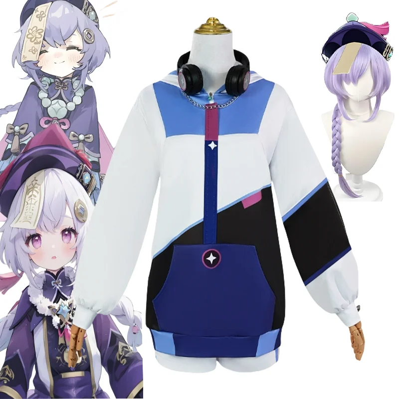 Аниме Genshin Impact Xiao Qiqi Co-ANTA Косплей Костюм Парик Спортивная одежда Униформа Ролевая