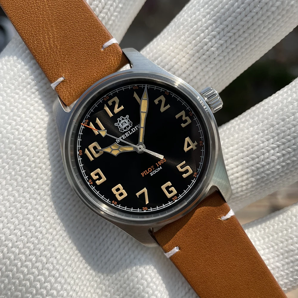 

Деловые модные кварцевые часы STEELDIVE SD8107 Japan VX42, водонепроницаемые наручные часы, Супер Зеленые светящиеся часы, 39 мм