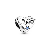 hot sale silver color charm bead thankful heart star crystal beads for original pandora charm bracelets bangles jewelry