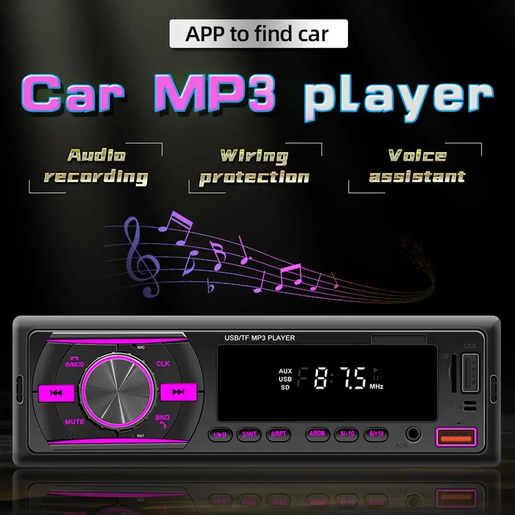 

Car FM Radio Bluetooth-compatible Mp3 Player USB Charging Rca Audio Subwoofer U Disk Card Reader CD DVD