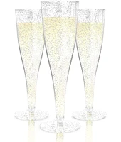 54 plastic champagne flutes disposable silver glitter plastic champagne glasses for parties clear plastic cups toasting glasses