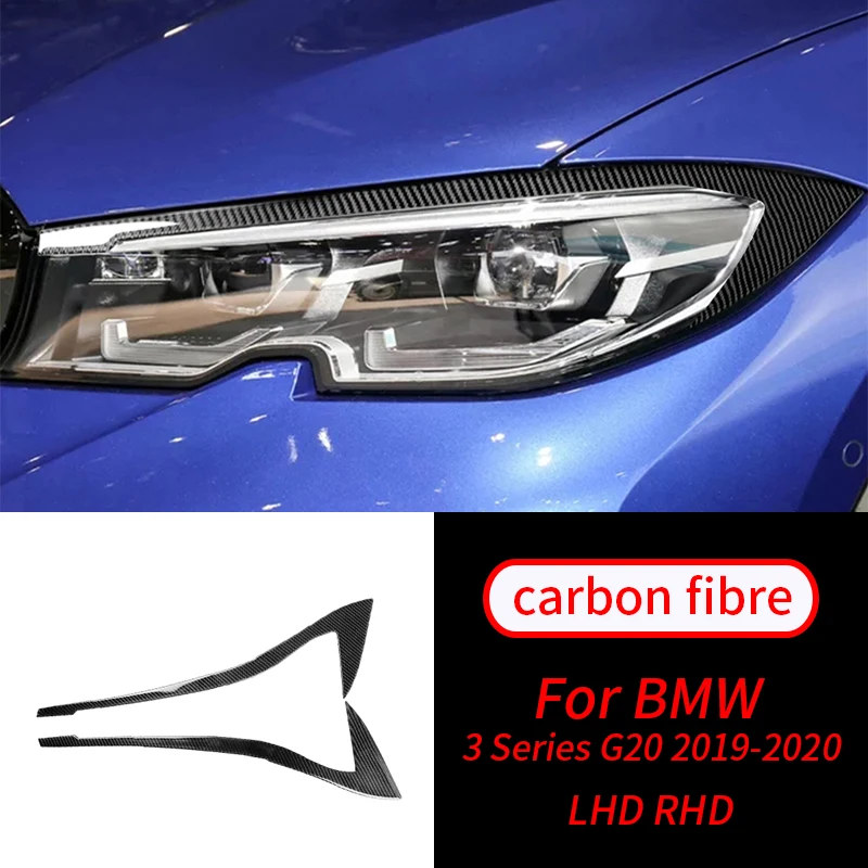 

For-BMW 3 Series G20 G28 Sedan 2020 Car Real Carbon Fiber Headlight Eyebrow Eyelid Car Interior Accessories