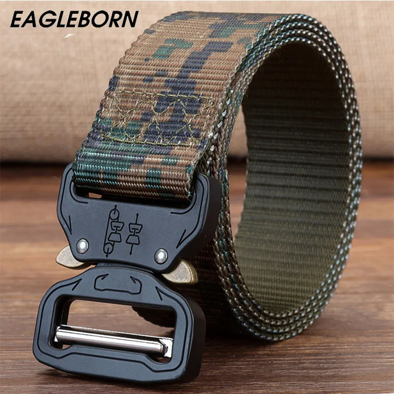 EAGLEBORN Military Equipment Knock Off Army Belt Men's Heavy Duty Soldier Combat Tactical Belts Sturdy Nylon Waistband 3.8cm