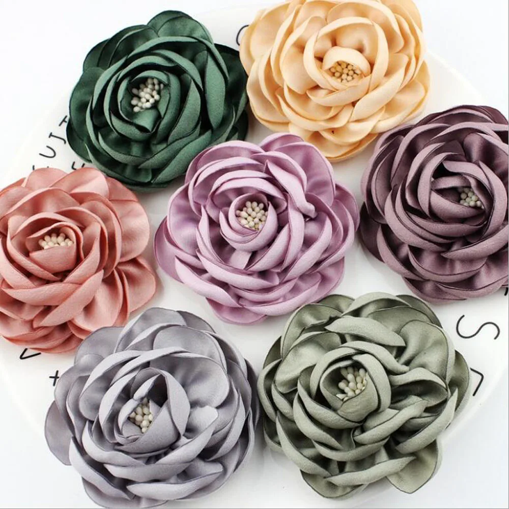 Bulk 10pcs/Lot 2.8-3.0 Inch Classical Vintage Burned Rosette 3D Handmade Rose Flower Head Wedding Decoration Cloth Accessories