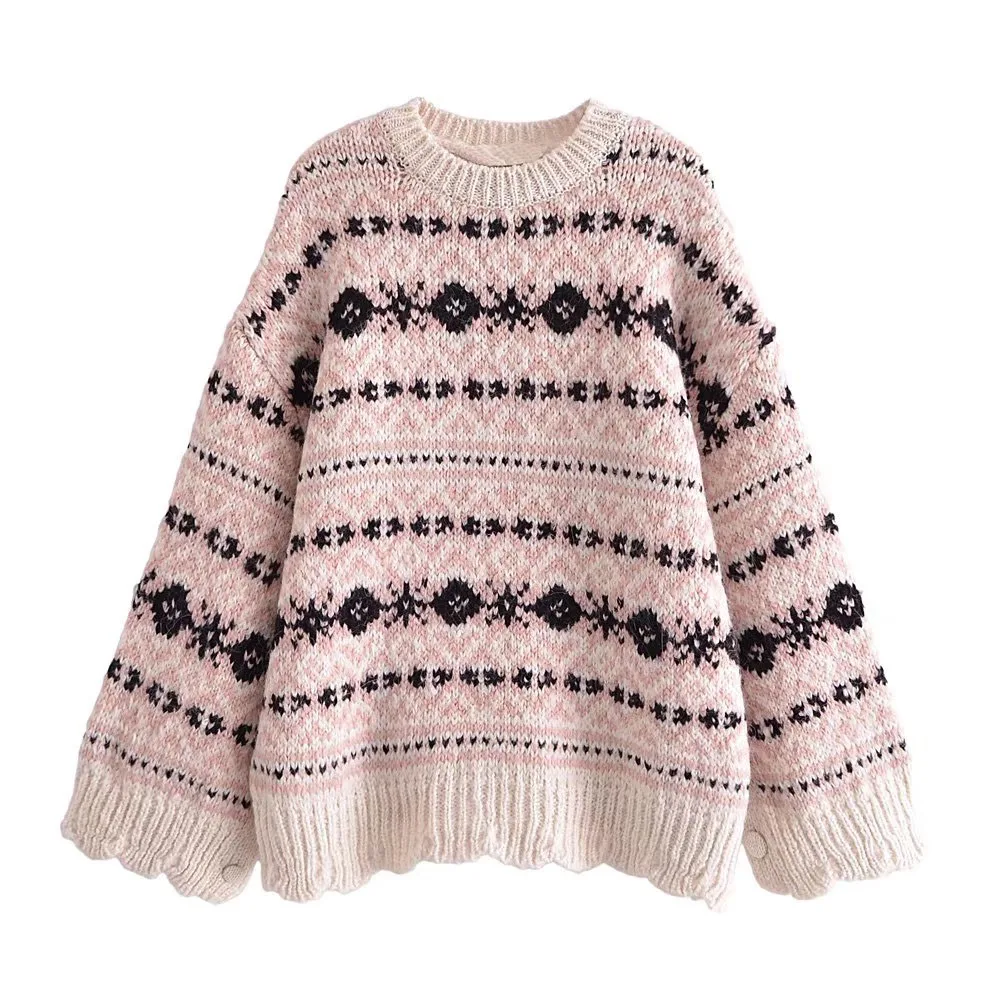 

Женский жаккардовый трикотаж BER & OYS & ZA, повседневный Универсальный трикотаж с круглым вырезом и разрезом сбоку, на пуговицах, осень/зима 2022