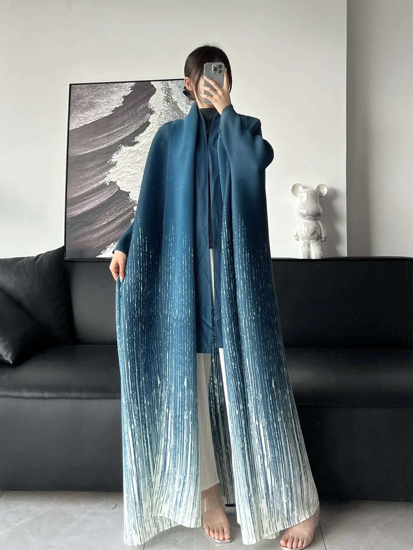 Женское длинное Свободное пальто с рукавом летучая мышь