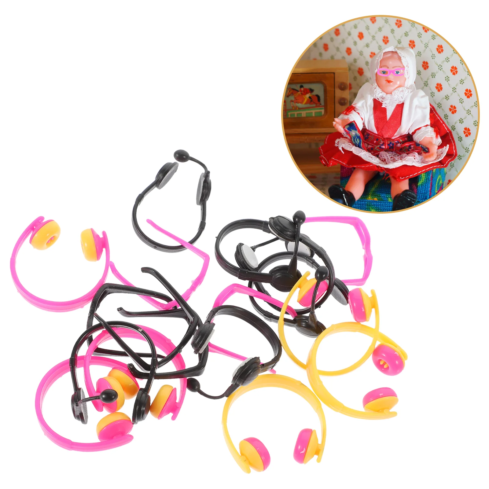 

18pcs Mini Earphone Glasses Decor Accessories Decorative Headsets