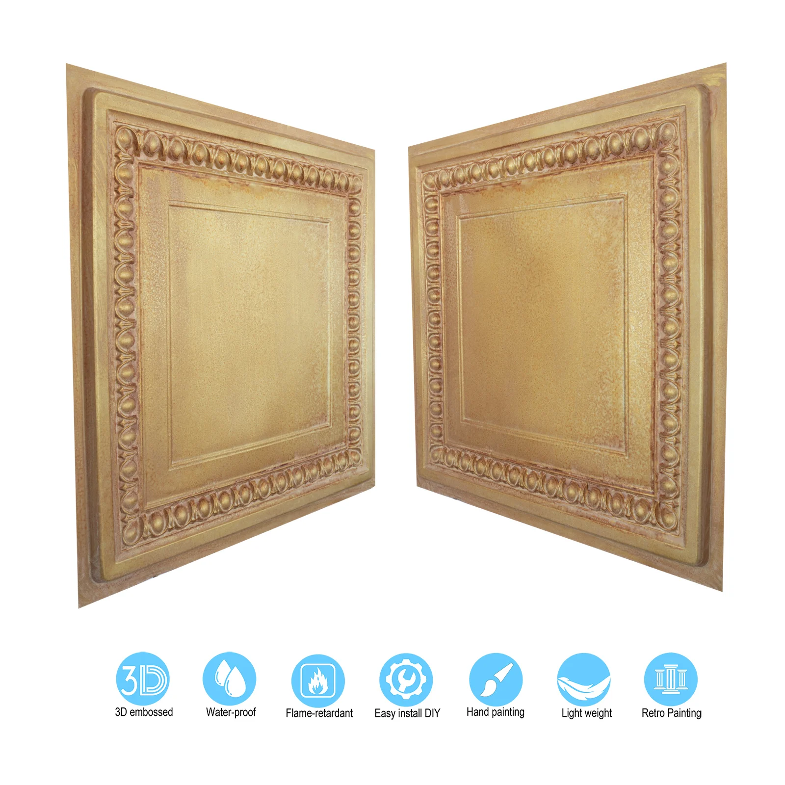 10 шт. настенные панели из ПВХ коричневого и золотого цвета