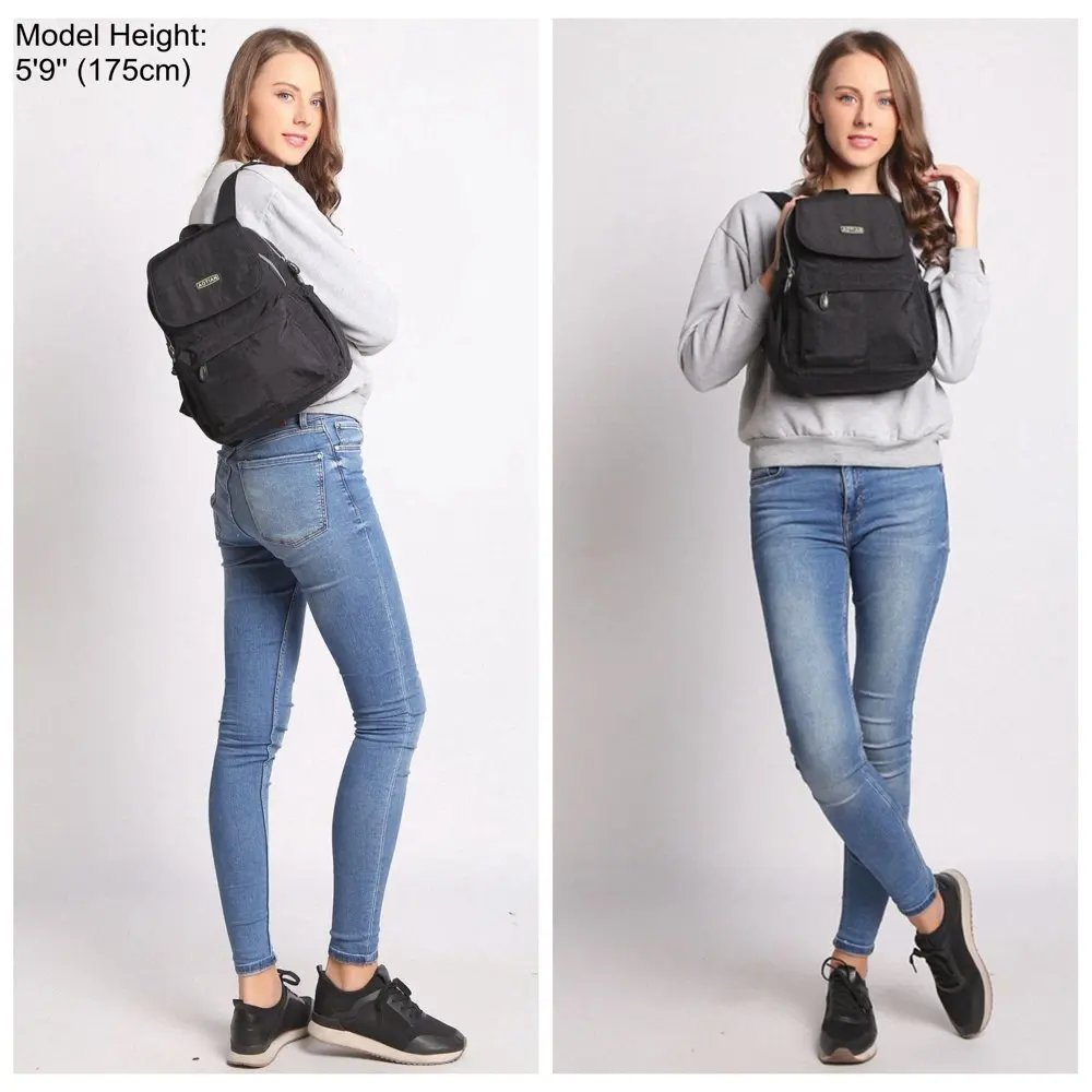 Small Backpack for Girls and Women Nylon Adult Mini Daypack 9 Liters Black