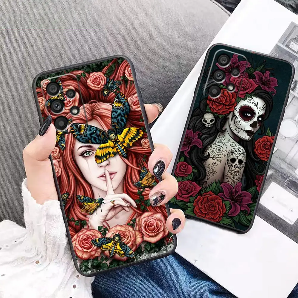 

Funda Case For Samsung A73 A71 A53 A33 A32 A13 A12 A80 A71 A70 A52 A51 A50 A32 A30 A23 A22 A21 5G Case Katrina Rose Girl Skull